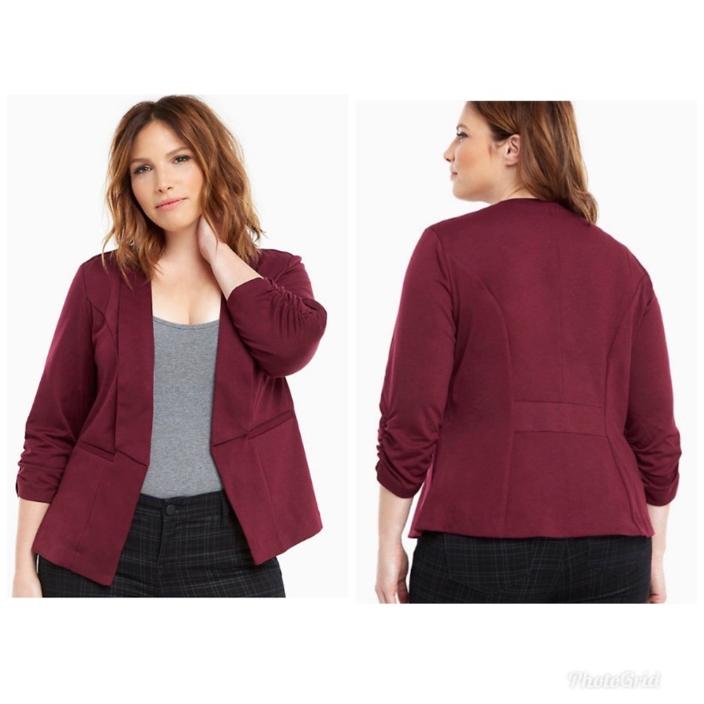Torrid Knit Ruched Sleeve Blazer